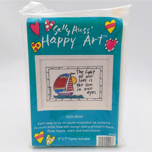 Sally Huss Happy Art Cross Stitch Son Boat NOS - Picture 1 of 4